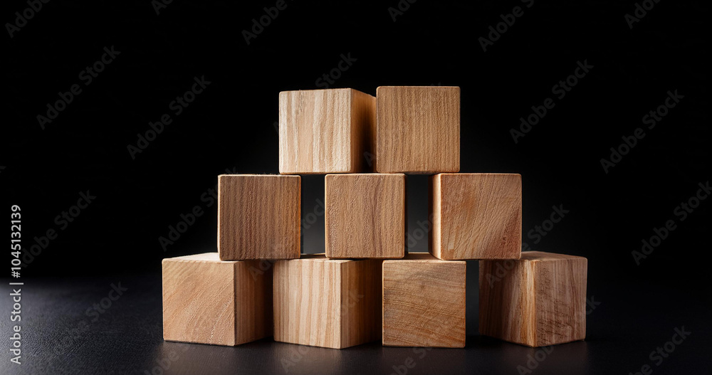 Wooden cubes on a dark background. Wooden cubes on a dark background.
