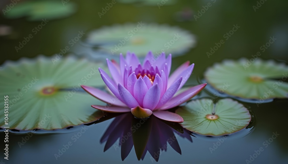 Elegance in bloom A single lotus flower in its natural habitat Elegance in bloom A single lotus flower in its natural habitat