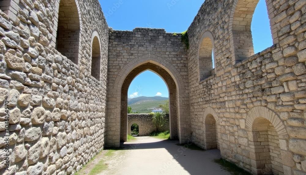 Fototapeta premium Exploring the ancient stone archways of a historic site