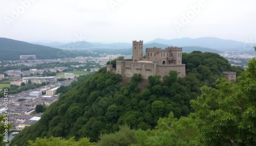  Enchanting castle perched atop a verdant hill overlooking a serene valley