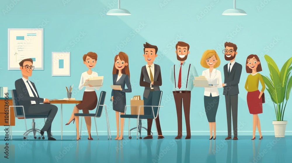 Fototapeta premium business team with neurodiverse members, inclusive business team working with neurodiverse members in a supportive environment illustrations