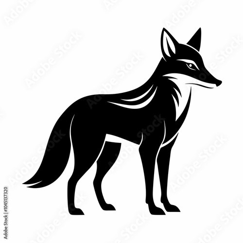 Jackal silhouette vector black and white animal 