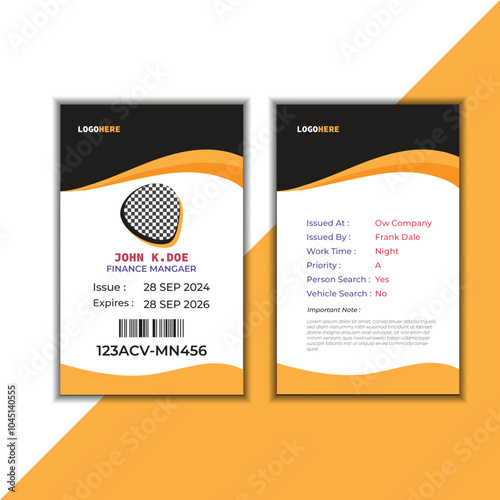 Modern and creative business id card template. corporate id card design template for office employee, staff or others. Company employee business id card template.
