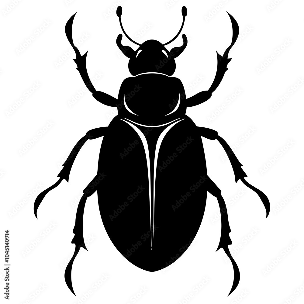 Black beetle silhouette vector white background Black beetle silhouette vector white background