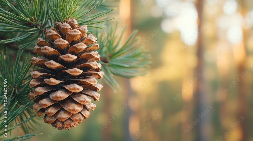 Close-up of Pine Cone on Tree Branch Close-up of Pine Cone on Tree Branch