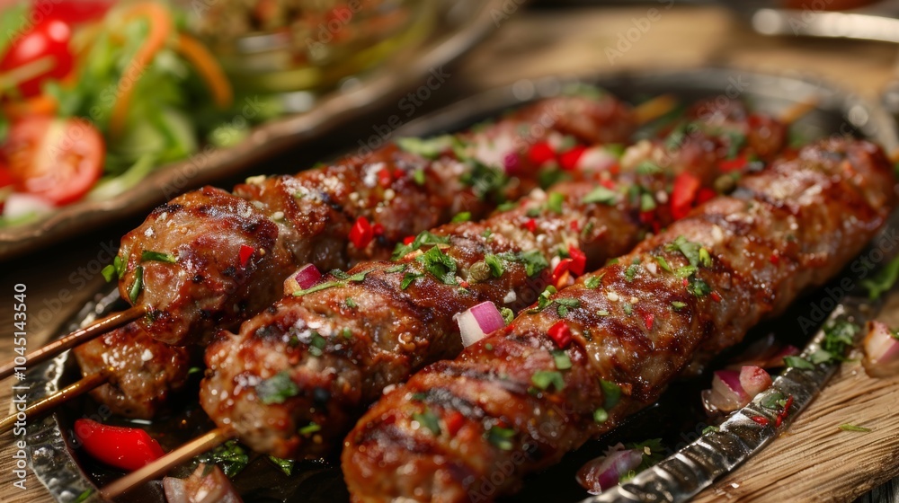 Grilled Meat Skewers with Herbs and Spices Middle Eastern Cuisine Grilled Meat Skewers with Herbs and Spices Middle Eastern Cuisine