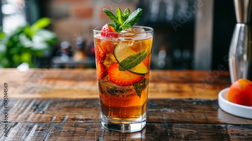 Refreshing Summer Cocktail with Strawberry Cucumber and Mint