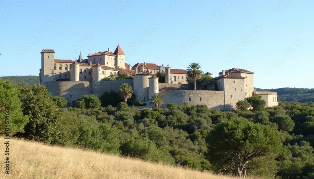 Obraz premium Elegant castle nestled in the heart of a verdant landscape