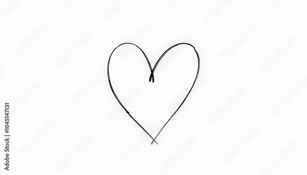 Simple heart outline drawing on a white background Simple heart outline drawing on a white background