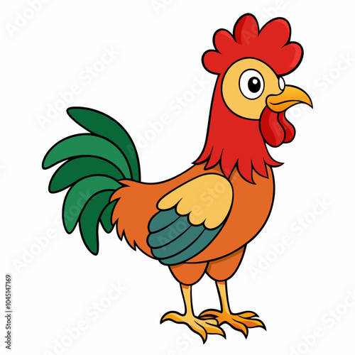 Rooster on a white background