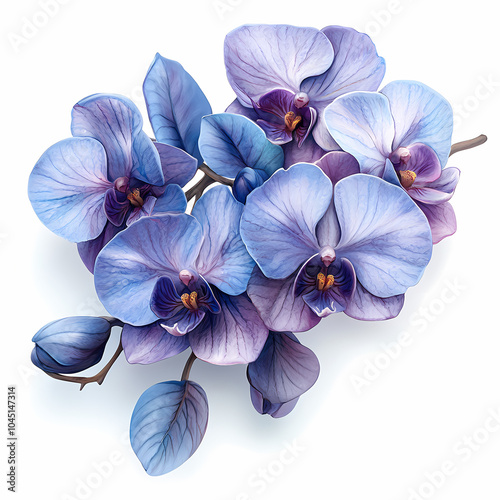 Vandas Orchids flowers Isolated on white background.