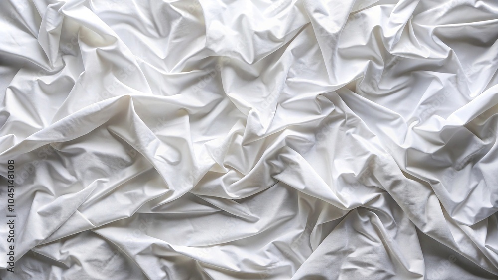 Extreme close-up of a white crumpled fabric texture background Extreme close-up of a white crumpled fabric texture background