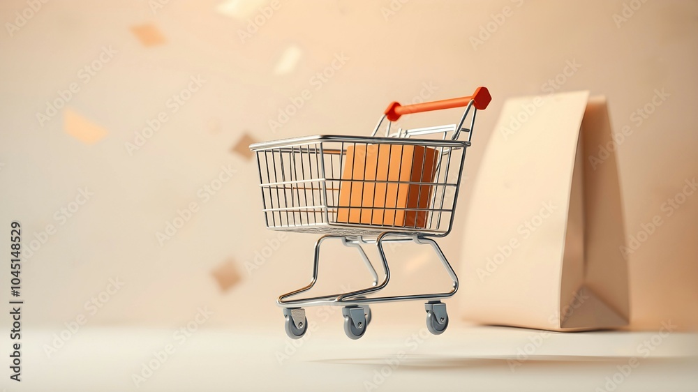 Shopping cart on beige background, symbol of sales and shopping themes. Mockup for advertisements and marketing purposes.
Shopping cart on beige background, symbol of sales and shopping themes. Mockup for advertisements and marketing purposes.