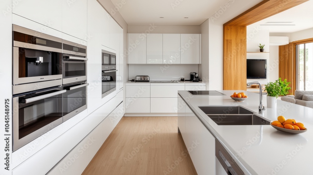 Modern High-Tech Kitchen with Smart Appliances Modern High-Tech Kitchen with Smart Appliances