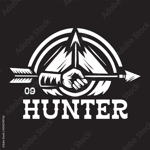 Vintage illustration logo hand with arrow