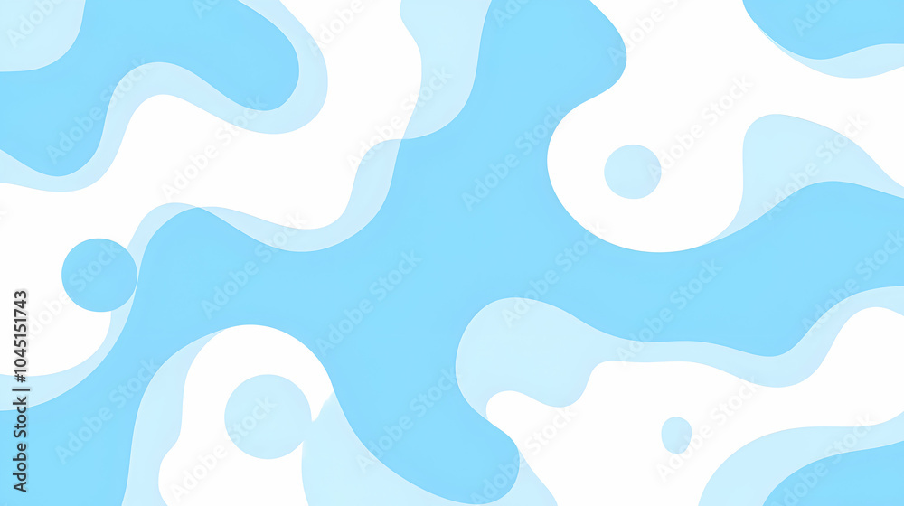 Fototapeta premium A cool, minimalist background with negative space, showing only a single wave-like shape in light blue, floating in the center of the canvas