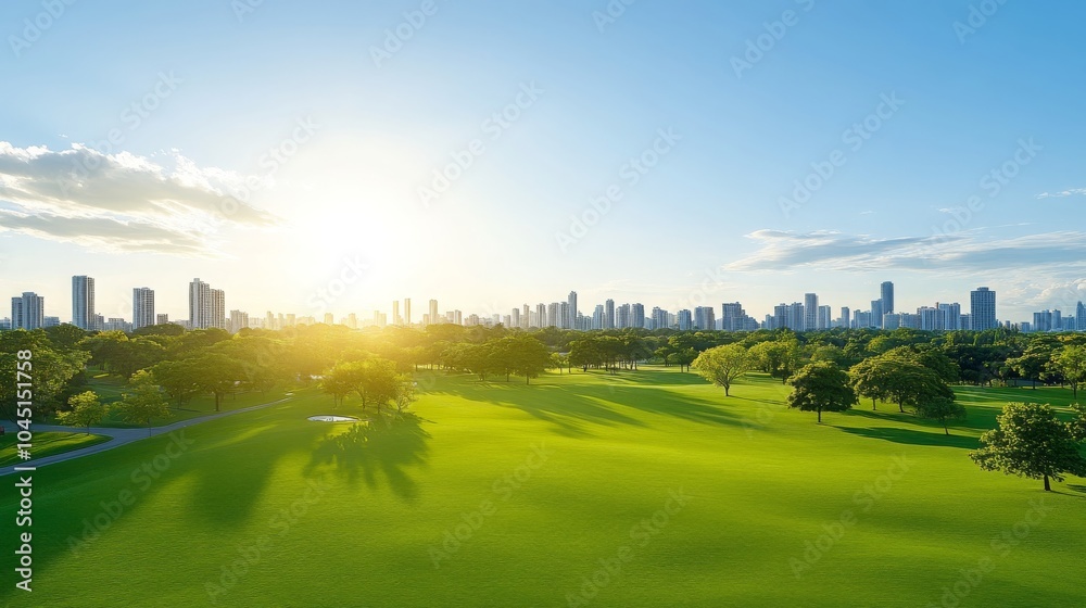Green City Skyline Golf Course Landscape Green City Skyline Golf Course Landscape
