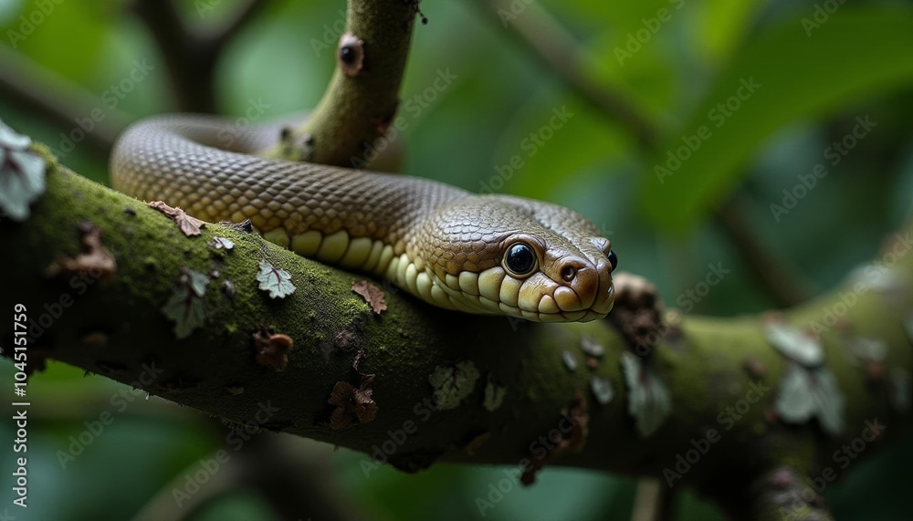 Naklejka premium Wild beauty A snakes serene perch in nature