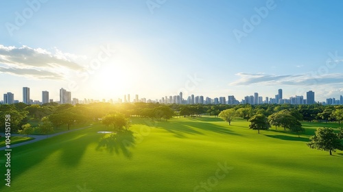 Green City Skyline Golf Course Landscape