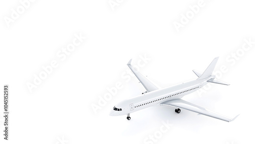 Model of white airplane on white background. 