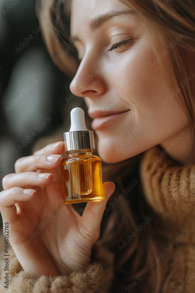 Fototapeta premium Close-up of a young woman with shimmering golden face mask highlighting her unique features in natural light skincare makeup concept