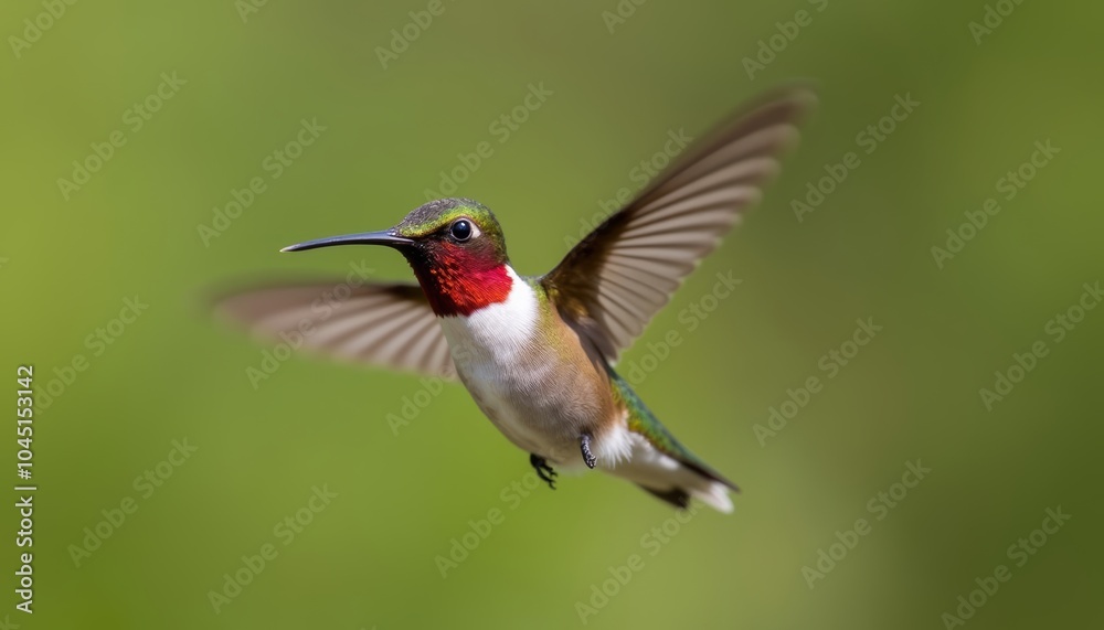 Fototapeta premium Hummingbird in flight vibrant colors nature beauty