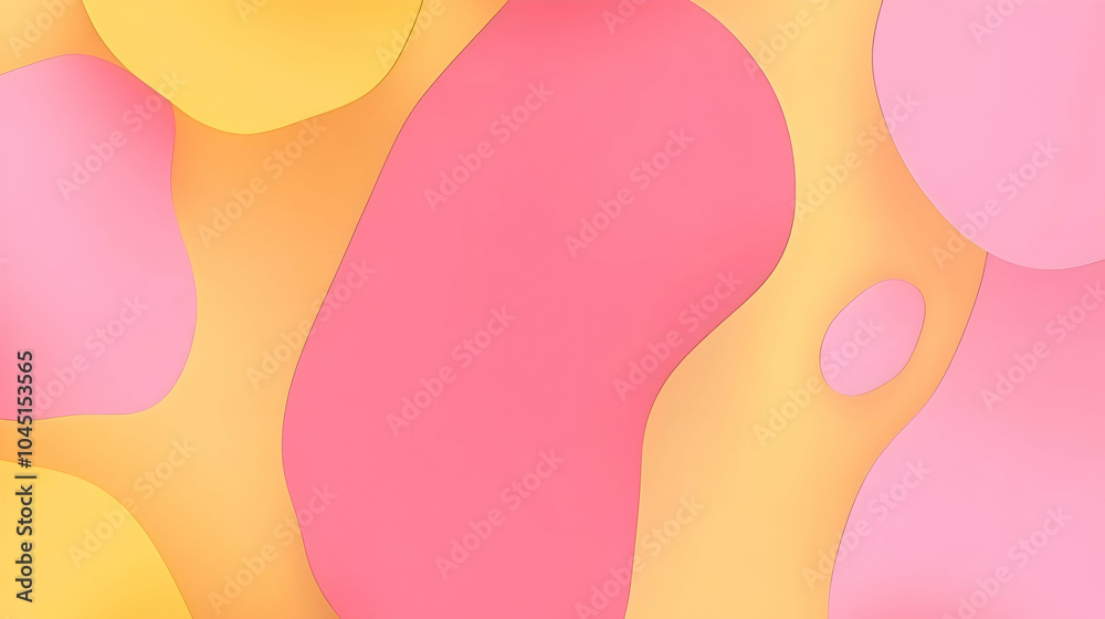 A cute, abstract background with bold, colorful shapes in pink and yellow, arranged in a fun, asymmetrical layout to create a playful mood A cute, abstract background with bold, colorful shapes in pink and yellow, arranged in a fun, asymmetrical layout to create a playful mood