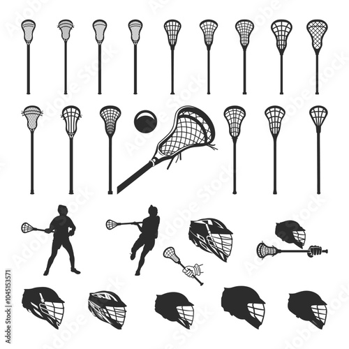Lacrosse Silhouette, Lacrosse Stick Monogram SVG Printable Vector Illustration