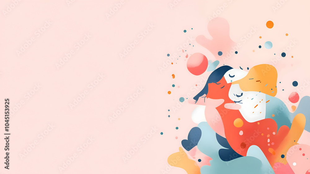 A cute background with pastel-colored, flat design illustrations of adorable animals like bunnies and kittens, all arranged on a light pink backdrop A cute background with pastel-colored, flat design illustrations of adorable animals like bunnies and kittens, all arranged on a light pink backdrop