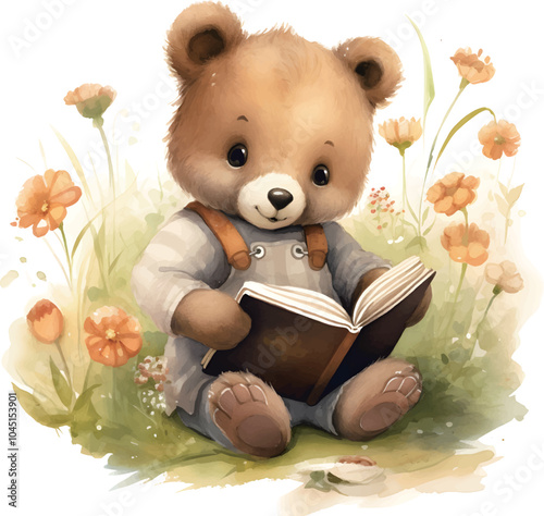 teddy bear reading a book