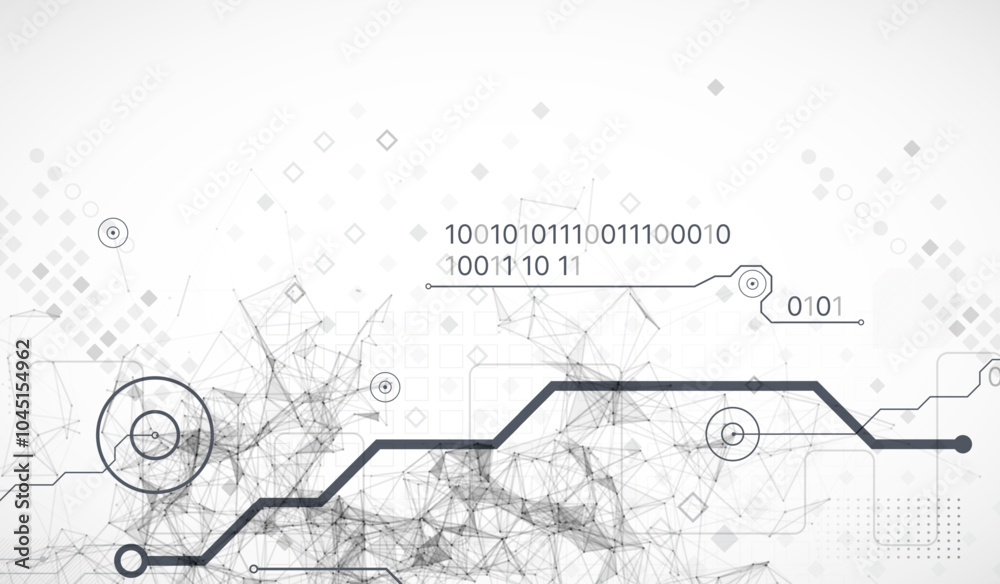 Abstract background on technological and scientific topics. Plexus effect with various techno details. Hand drawn vector. Abstract background on technological and scientific topics. Plexus effect with various techno details. Hand drawn vector.