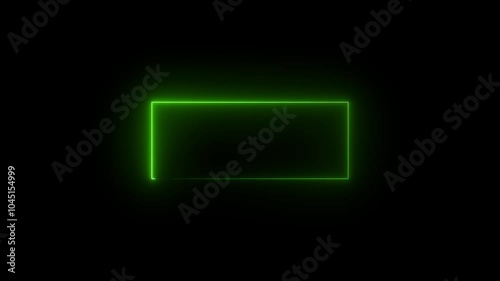 Neon Light, Square , cube. Abstract Futuristic Neon laser Line on black background.