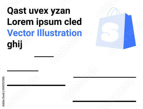 An image with a blue shopping bag icon and placeholder text in black and blue font. Ideal for online store setups, e-commerce websites, digital marketing, landing pages, and business presentations