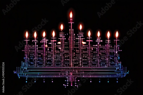 an ascii art representation of a hanukkah menorah where the imag photo