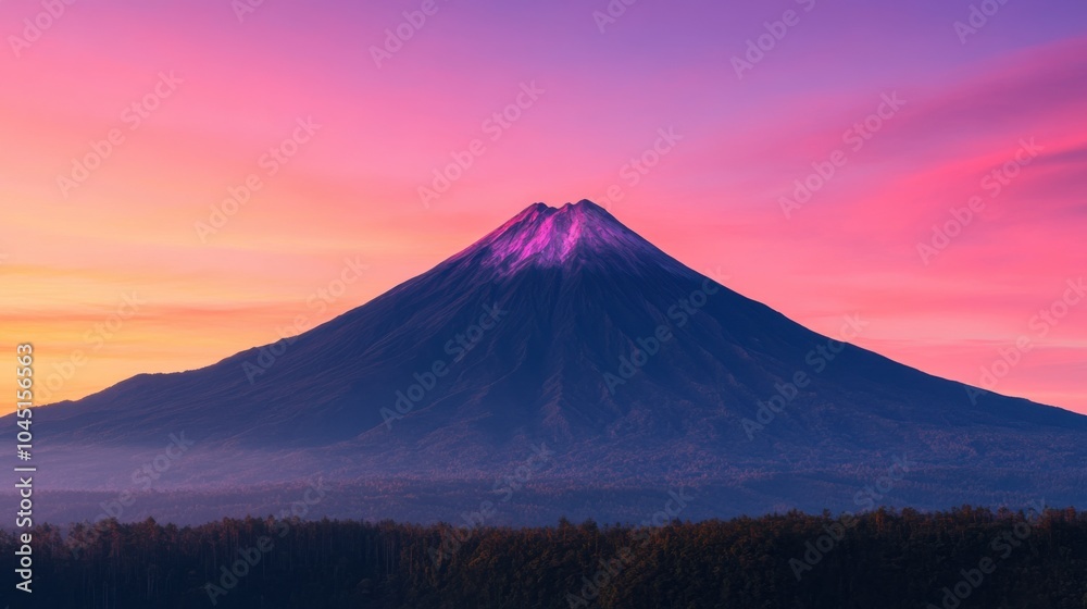 Fototapeta premium Majestic Mountain Peak at Fiery Sunset