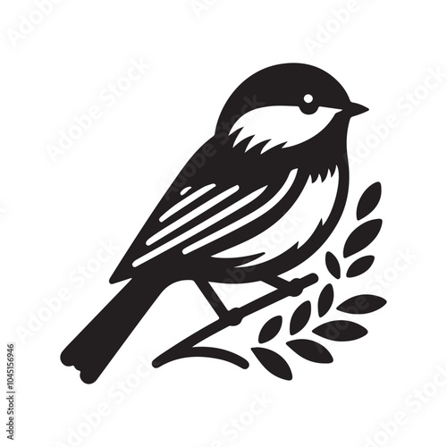 Black-capped Chickadee Silhouette Vector Graphics – Perfect for Prints and Merch