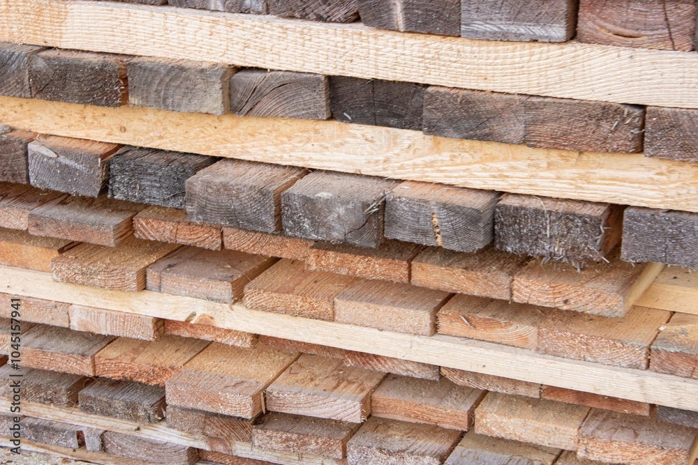 Stacks of boards in an open lumber yard. Stacks of boards in an open lumber yard.
