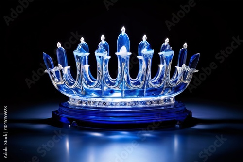 blue and white menorah an elegant menorah with a blue and white photo