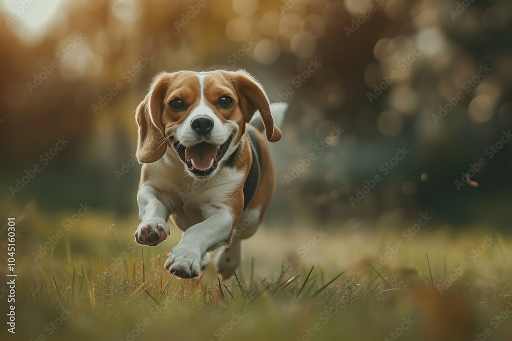 A Beagle dog running in the backyard beagle animal mammal. A Beagle dog running in the backyard beagle animal mammal.