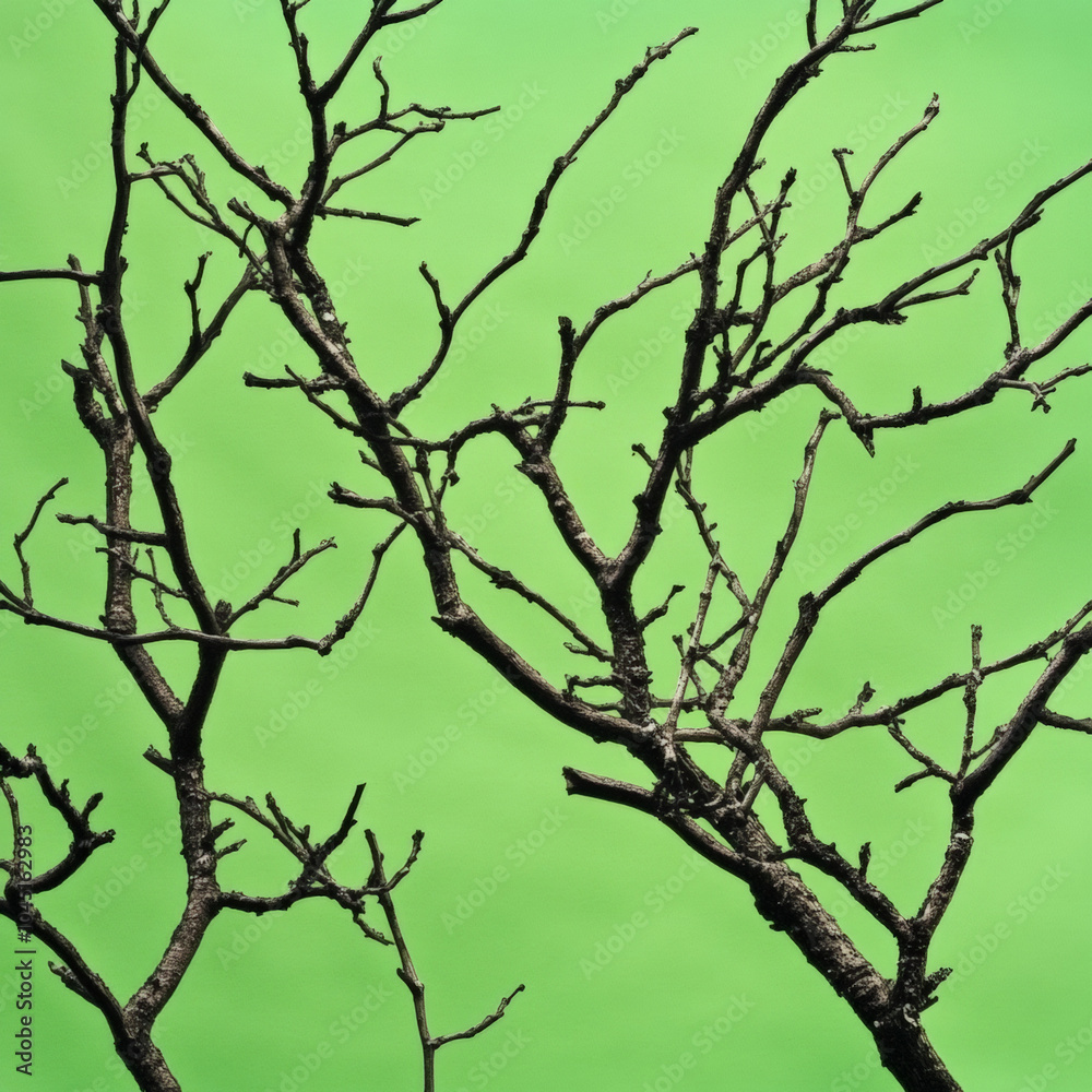 Obraz premium Spooky branches on plain green screen 