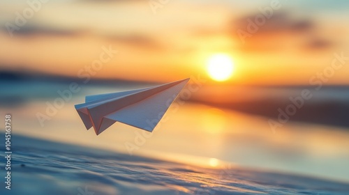 A paper airplane launching from a folded sheet of paper, symbolizing business growth, transformation, and creativity