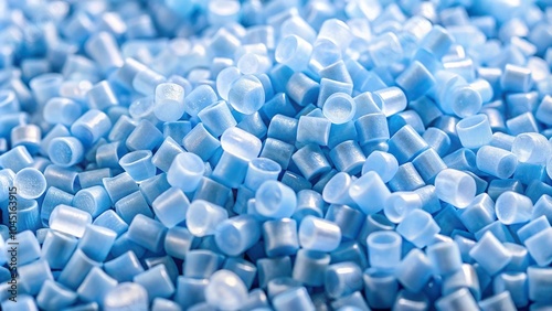 Extreme close-up of polyethylene granulate batches, plastic raw material