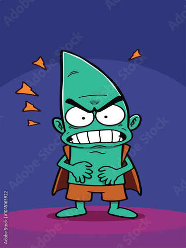  Angry Cartoon With Open Mouth. Vector Illustration.