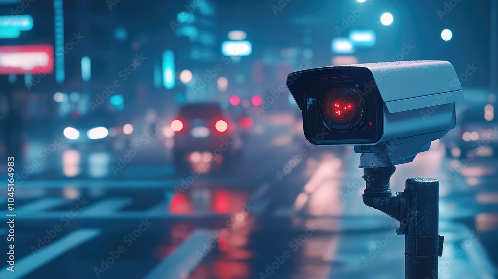 City Intersection Closed Circuit Camera at Night City Intersection Closed Circuit Camera at Night