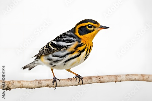 Blackburnian warbler bird on white background, Ai Generated photo