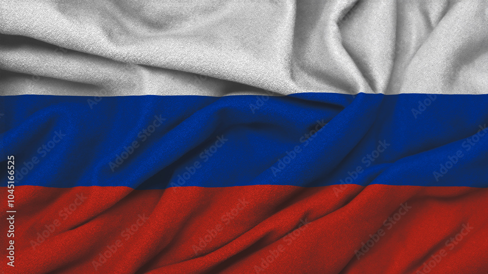 Naklejka premium Russia national flag on wavy background