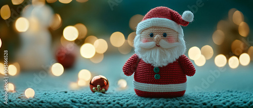 Adorable Crochet Santa Claus Ornament with Festive Lights