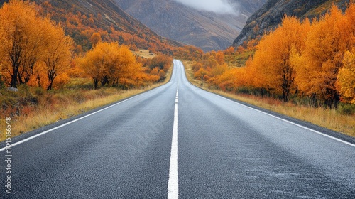 Dramatic Road through Autumn Landscape