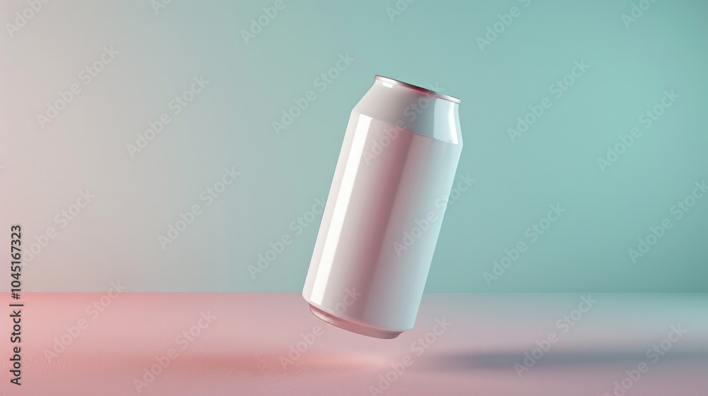 blank tall white silver plain soft-drink can floating, mock up illustration blank tall white silver plain soft-drink can floating, mock up illustration