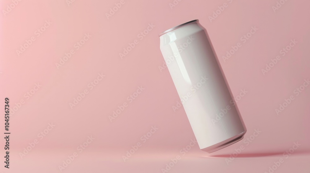blank tall white plain soft-drink can 355ml floating, on pastel background blank tall white plain soft-drink can 355ml floating, on pastel background